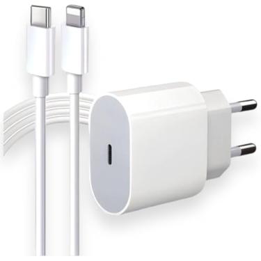 Imagem de Carregador Turbo 20W USB-C-Lightning + Cabo USB-C-Lightning, Carregamento Rápido, Compatível iPhone 14/13/12/11/Pro/Pro Max/Mini/Xs Max/XR/X