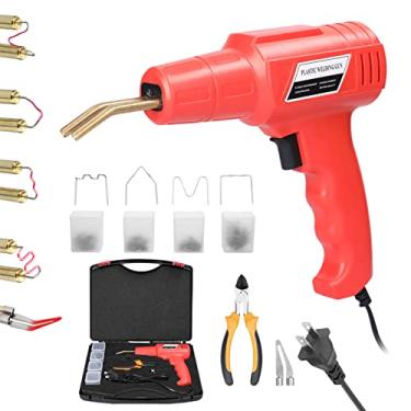 Imagem de Kit de solda de reparo de plástico IWANTALLIN 100W, máquina de rachadura de solda de plástico grampeador quente para reparo de pára-choques de carro, com alicate e 4 tipos de grampos planos de onda quente