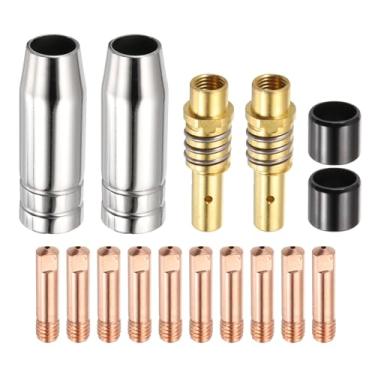 Imagem de HARFINGTON Kit de pistola de solda MIG, 16 peças, difusor de bico de ponta de contato, acessório de substituição para soldador MIG com suporte de conexão e manga protetora para tocha de soldagem MB15