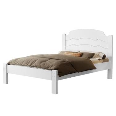 Imagem de Cama De Casal Para Quarto Tradicional Com Pés Iris Branco Design Moder