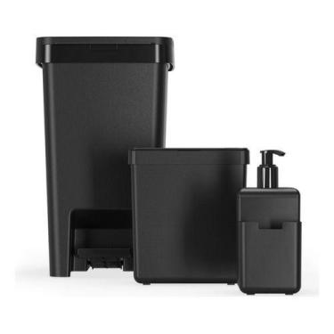 Imagem de Kit 3pcs Organizador Pia Cozinha Dosador E Lixeiras Coza