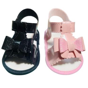 Imagem de Kit 2 Pares Sandálias Laço Para Bebê Menina - Baby's Shoes, Preto, Ros