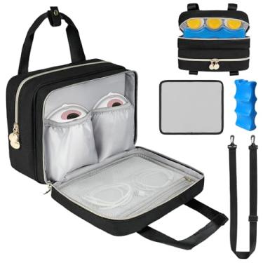 Imagem de Bolsa para bomba de leite vestível com compartimento térmico compatível com Momcozy M5/S12 Pro, bomba Elvie e Medela em estilo, estojo de transporte com bolsa de gelo e tapete à prova d'água para