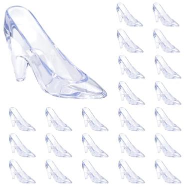Imagem de 24 mini chinelos de princesa Cinderela de plástico saltos de vidro decorações de festa para casamentos, lembrancinhas de festa de aniversário 8,9 cm
