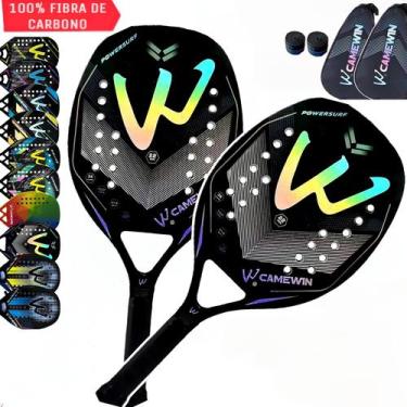 Imagem de Kit 2 Raquetes Beach Tennis Camewin 100% Fibra De Carbono 3K