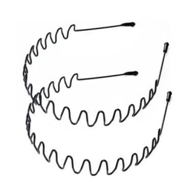 Imagem de KIT 2 Tiaras de Ferro Arco Diadema Masculina Metal Arquinho Ondinhas -