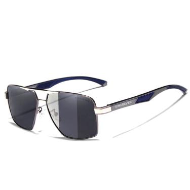 Imagem de Óculos De Sol Masculino Design Alumínio Lente Espelho Polarizada Uv400 Cinza