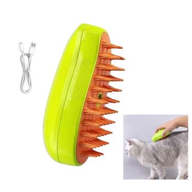 Imagem de Escova A Vapor Cachorro Gato Cao Pet Eletrica Removedor De Pelo Bateria Recarregavel Limpeza