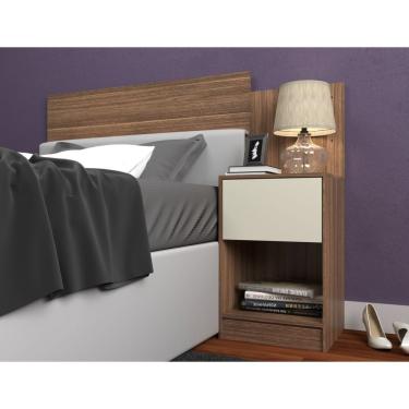 Imagem de Cabeceira De Solteiro Altesa 1 Gaveta E 1 Nicho Castanho-offwhite