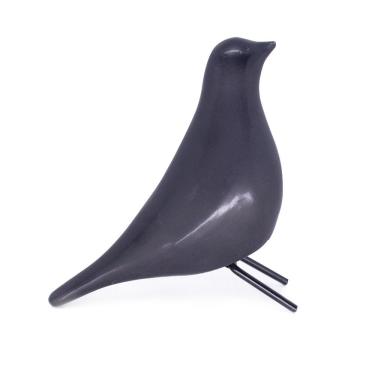 Imagem de Escultura Pássaro Pomba Cerâmica Para Escritório Preto 15 Cm F04 - D'rossi