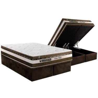 Imagem de Cama Box Baú Queen Kit Esplendor com Colchão Molas Ensacadas Suede Brown Marrom Luckspuma