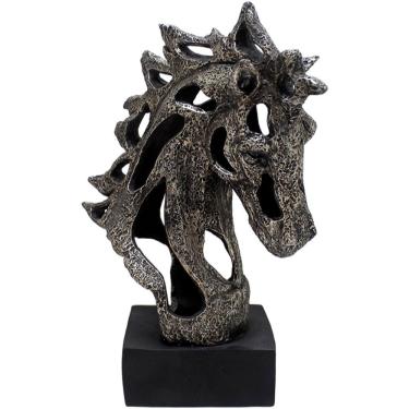 Imagem de Estatueta Decorativa Cabeça De Cavalo Vazado Em Resina 30cm