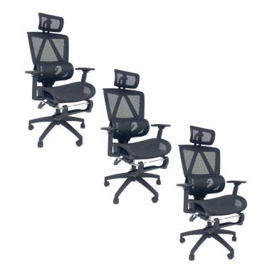 Imagem de Kit 3 Cadeiras de Escritório Presidente Executiva Oficial Titan Preto