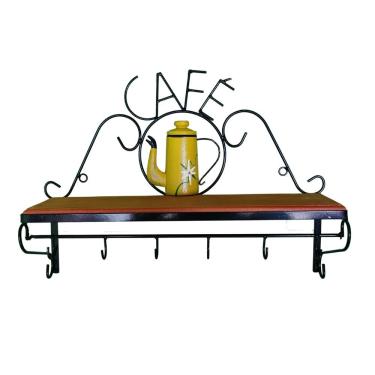 Imagem de Prateleira De Café Porta Tempero 60cm Tema Bule Amarelo Sudeste Rústico