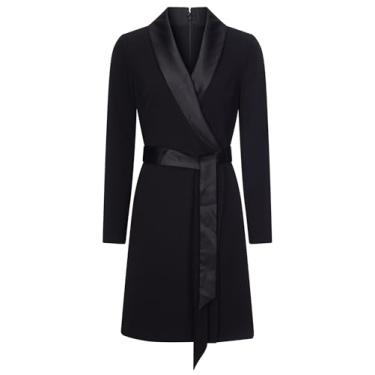 Imagem de Adrianna Papell Vestido feminino de malha crepe smoking evasê, Preto, 46