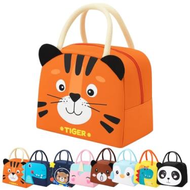 Imagem de Lancheira Térmica Infantil Bolsa térmica Infantil Fitness Viagem Passeio Praia Menina Menino Impermeável Escolar Marmita Com Alça (TIGRE)