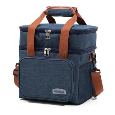 Imagem de Bolsa Térmica Grande Espaçosa Dois Compartimentos Lancheira Para Marmita, Passeio, Escola, Faculdade, Trabalho Bolsa Para Marmita (Aleatório - Preto/Cinza/Azul Marinho/Marrom)