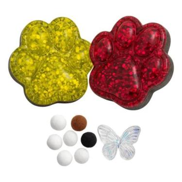 Imagem de Kit 2 Taba Squish Patinhas Gato Glitter Com Acessórios Fofo - Mega