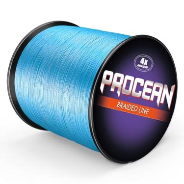 Imagem de Procean Linha de pesca trançada 100% PE 4 e 8 fios, linhas trançadas sensíveis de 2,7 a 136 kg, super desempenho e econômico (azul, 90,7 kg (90 kg) 0,75 mm-328 jardas (8 fios))