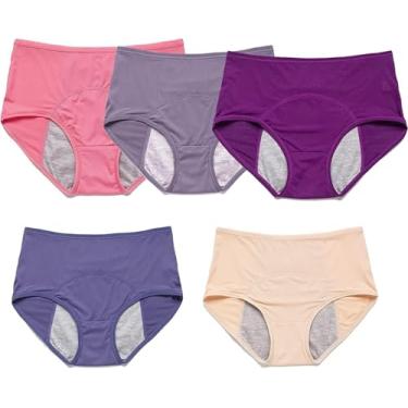 Imagem de Pacote Com 5 Calcinhas Menstruais à Prova De Vazamentos, Calcinhas Protetoras Macias E Confortáveis à Prova De Vazamentos Para Mulheres Incontinência Feminina Período