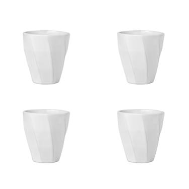 Imagem de Conjunto 4 Copos Cerâmicos Louça 260ml Design Moderno, Ideal para Café, Chá, Bebidas Quentes, Porta Objetos e Escovas - E-FCS Store (Branco)