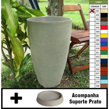 Imagem de Kit Vaso Planta + Prato 65x40 Oval Moderno Polietileno - BGPLASTICOS, 