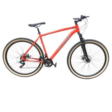 Imagem de Bicicleta Aro 29 Ksw Adulto 21 velocidades Suspensão Dianteira 80mm Pneu Faixa Amarelo (LARANJA/PRATA, 19)