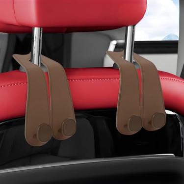 Imagem de Hovom 2 ganchos de encosto de cabeça para assento de carro, ganchos de bolsa para carros, cabide de couro para bolsa de compras, bolsa de mão, guarda-chuva, organizador de encosto de cabeça