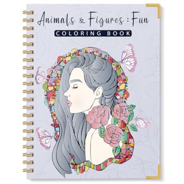 Imagem de Livro de colorir adulto para mulheres - livros de colorir encadernados em espiral capa dura para adultos relaxamento 8,5 x 11, 30 padrões de animais e figuras, ansiedade, alívio de estresse e