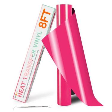 Imagem de Vinil de transferência de calor HTVRONT Neon Pink 12x8 pés para camisa