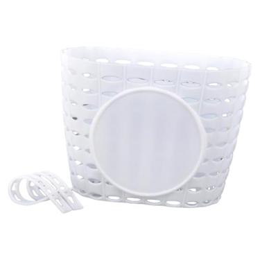 Imagem de Colaxi Cesta de bicicleta infantil, cesto de armazenamento de guidão, recipiente removível, substitui bolsa de armazenamento de bagagem para meninas, Branco