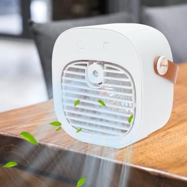 Imagem de ZJRDYYK Ventilador de resfriamento portátil de ar condicionado, mini ventilador de ar condicionado pessoal recarregável por USB, ventilador de ar portátil para escritório, casa, quarto, carro