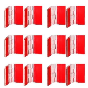 Imagem de 12 dobradiças de acrílico transparente, dobradiças pequenas autoadesivas de 30 x 35 mm, ferramentas de dobradiça dobrável para artesanato, tampa de aquário, armário, móveis e suporte de exibição
