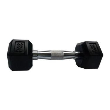 Imagem de Halteres Sextavado Injetado com Pegada Cromada 3,0Kg - ANILHAS