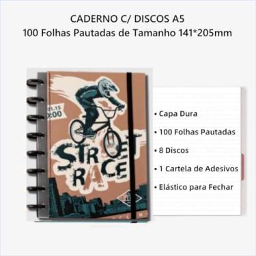 Imagem de Caderno Com Discos Tamanho A5 100 Folhas Pautadas 14,1 * 20,5 CM (STREET RACE)