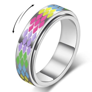 Imagem de Anel Fidget Xadrez para Adultos - Joia Giratória de Aço Inoxidável Banhado a Ouro 18 K, Presente de Alívio de Ansiedade e Estresse para Mulheres/Homens (Padrão Preto e Branco) (Anel Fidget