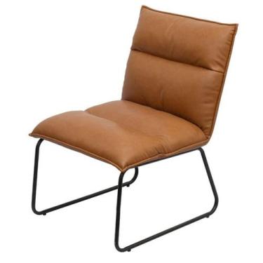 Imagem de Poltrona Pad Or Design Poliuretano PU Caramelo Aço Preto