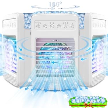 Imagem de Portable Air Conditioners, 180°Oscillation Mini Air Conditioners, 4 Wind Speed Portable AC, Built-in Ambient Lighti AC Unit, Large Water Tank Air Cooler for Room/Kitchen/Office/Desk[2024 UPGRADED]