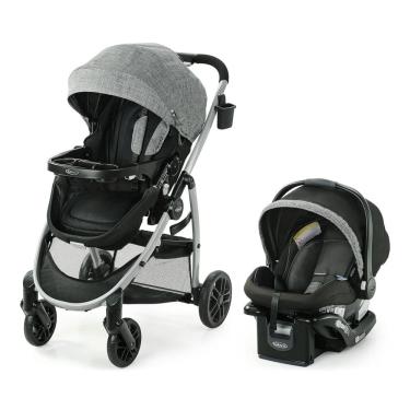 Imagem de Carrinho de Bebê Travel System 3 em 1 com Assento Reversível e Cesto de Armazenamento Extragrande Expansível, Graco Modes, Cinza