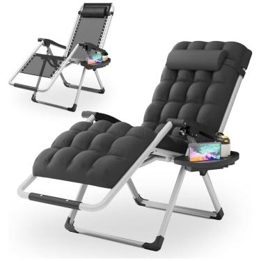 Imagem de Cadeira Reclinável Ajustável Gravidade Zero com Apoio de Cabeça e Porta Copos, Magshion, Preto