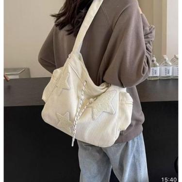 Imagem de Bolsas femininas de grande capacidade, sacolas de veludo estrela, bols