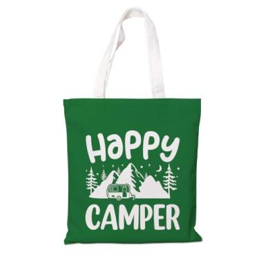 Imagem de Sacola de lona para acampamento, sacola de lona estética para mulheres, bolsa lavável para compras, viagens, viagens diárias, lazer na praia, lazer e fitness, presente de amigos de acampamento