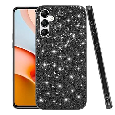 Imagem de Anlalish Capa de telefone compatível com Samsung A54 5G, capa à prova de choque antiarranhões para Samsung Galaxy A54 5G Glitter Fundas Capa de acessórios de proteção (preto)