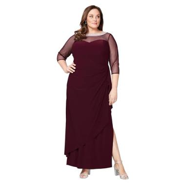 Imagem de Alex Evenings Vestido feminino longo fosco jersey mãe da noiva com mangas 3/4 (tamanho grande), Fig, 52
