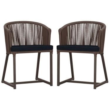 Imagem de 2 Cadeiras De Jantar Noronha Marrom Corda Náutica E12 Trama Marrom