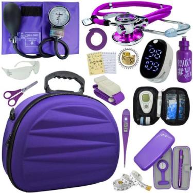 Imagem de Kit Enfermagem Maleta Super Luxo Aparelho Pressao Estetoscopio Aneroid
