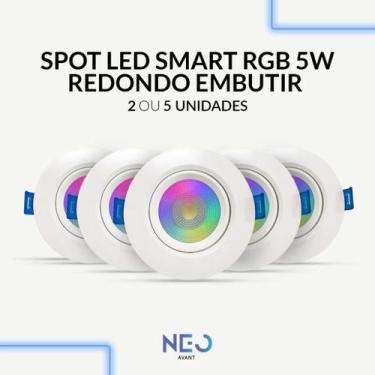 Imagem de Kit Spot Led Smart Wifi 2.4 GHz Embutir 5w RGB 110v 220v Quadrado ou R