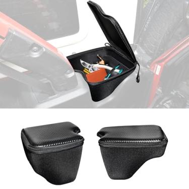 Imagem de West-xingzhe Sacos de armazenamento de poço de roda com zíper e tampa compatíveis com Jeep Wrangler JL JLU 2018-2023 4 portas, pacote com 2 organizadores de porta-malas traseiro, fibra de carbono