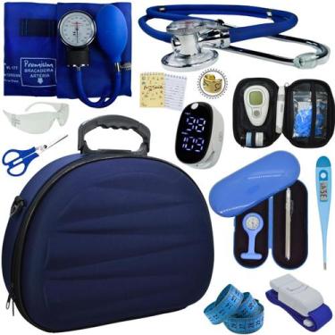 Imagem de Kit Enfermagem Maleta Super Luxo Aparelho Pressao Estetoscopio Aneroid