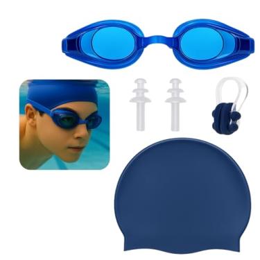 Imagem de Kit Conjunto Natação 5 Peças com Óculos de Piscina Touca Clipe Nasal Nariz Protetor de Ouvido Orelha Silicone Tampão Juvenil Adulto Ajuste Narigueira Infantil Ergonômico Prova D'Água Antiembaçante
